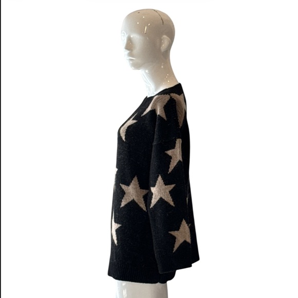 Brandy Melville Star Pattern Black & Grey Wool Blend Italian Sweater Size OS - Picture 10 of 11